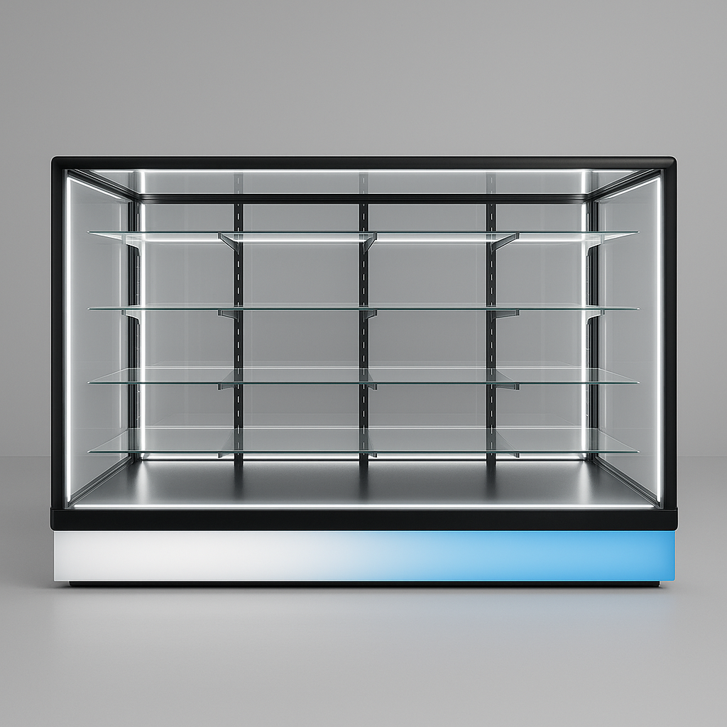 3X6 Feet Full Vision Counter Display With RGB Light and Glass Shelves